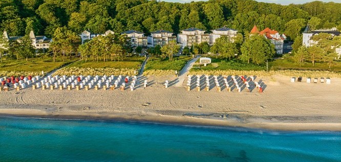 The Grand Hotel Binz on the island of Rügen seen from the sea