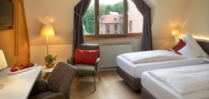 kleines aber feines Doppelzimmer Haard mit getrennt stehenden Betten - Jammertal Golf & Spa-Resort - Datteln-Ahsen - NRW - Münsterland
