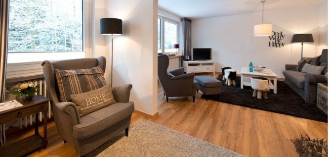 Blick in das Kuschel-Appartement Wohnzimmer des Wellness Resort Romantischer Winkel im Harz, Bad Sachsa