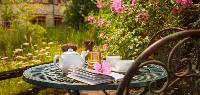 Entspannt ein Buch am Teich lesen im Wellnesshotel Seeschlößchen | Privat-SPA & Naturresort – Niederlausitz/Brandenburg