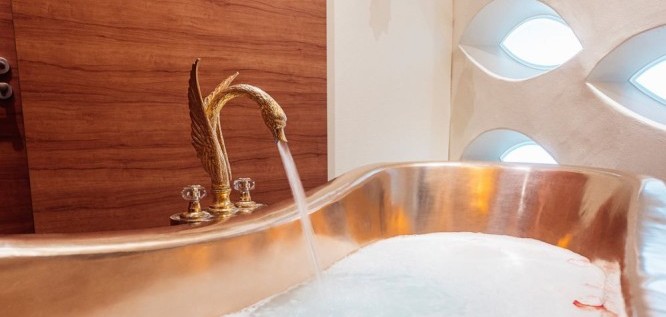 Vitalia Seehotel - Bad Segeberg - Schleswig-Holstein - Rose petals in a copper bathtub